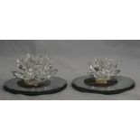 Swarovski - Silver Crystal Candle Holders ( 2 ) Water Lily, Lotus Flower.