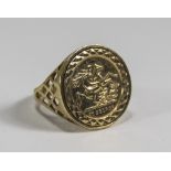 A 9ct Gold Coin Set Ring. Fully Hallmarked. Excellent Condition. 2.6 grams.