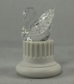 Swarovski Silver Crystal Figure Centenary ' Swan ' with Pedestal. Num 7633 Nr 100 000.