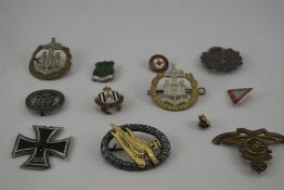 Military Interest Small Mixed Lot Of Cap Badges Together With A German Iron Cross
