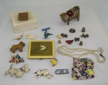 Small Mixed Lot Comprising Bakelite Animal Brooches, Enamel RAF Badges, Border Reg Silver Pin,