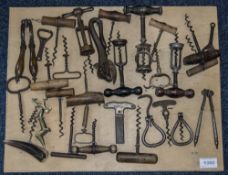 A Collection of Corkscrews comprises some novelty, some advertising. Mounted on a hard board.