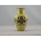 Mintons Late 19th Century Yellow Vase with Gold Borders, Decorated with Images of Bacchus,