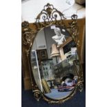 Modern Brass Framed French Style Mirror With Garlands And Scroll Design,