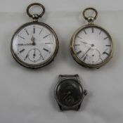 Antique - Swedish Silver Open Faced Pocket Watches ( 2 ) In Total. Marked 800, A.F.