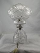 Early 20thC Cut Glass Mushroom Lamp, Removeable Base And Shade,