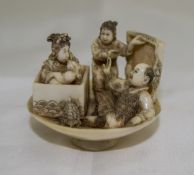 Japanese - Late 19th Century Very Fine and Signed Ivory Netsuke. Signed Yoshimatsu. 1.5 Inches Wide.