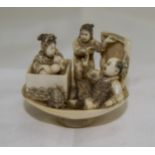 Japanese - Late 19th Century Very Fine and Signed Ivory Netsuke. Signed Yoshimatsu. 1.5 Inches Wide.