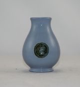 Moorcroft Modern Flamminian Ware Small Vase with Foliate Roundels on Blue Ground. Height 3.75 Inches
