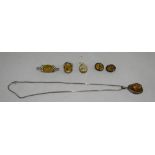 A Vintage Collection of Amber - Silver Set Jewellery.