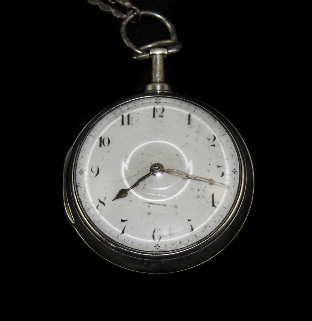 George III - Fine Silver Pear Cased Bubble Glass and Chain Driven Verge Pocket Watch. - Image 2 of 4