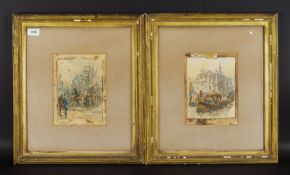 Circle of Sir John Gilbert 1817 - 1897 Pair of Watercolours. 1/ Queen Victorias Barge On The River