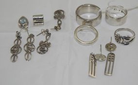 Small Collection Of Silver Jewellery Comprising 2 Bands, 2 Dress Rings,
