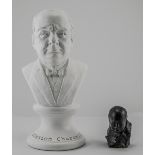 Winston Churchill White Resin Bust, 12 inches high including socle with impressed title,