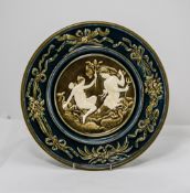 Austrian Wall Hanging Cabinet Plate Of Moulded Form, The Centre Depicting A Merman And Maid,
