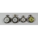 Swiss - Keyless Ladies Silver Fob Watches with Engraved Decoration to Backs.