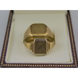 Gents 9ct Gold Signet Rings ( 2 ) In Total. Fully Hallmarked, 12.8 grams. Good Condition.