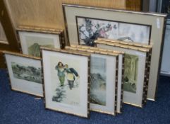 Collection Of 10 Framed Oriental Prints Depicting Wildlife, Homelife, Figures Etc.