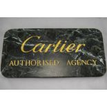 Cartier Interest, Green Marble Name Plaque Engraved In Gold Cartier Authorised Agency,