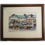 Lilly Benson Framed Pastel Street Scene Titled 'Fishstones Kirkham',