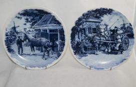 Delft Blue Cabinet Plate, hand decorated with blacksmith scene to surface.