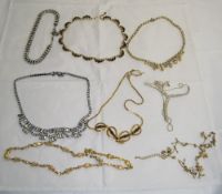 Collection of Crystal Necklaces comprising a fringe front AB necklace, an AB and black crystal