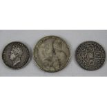 3 Silver Coins, A 1926 George IV Shilling In Fine Condition,