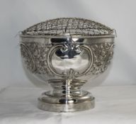 Edwardian Impressive Silver Rose Bowl with Embossed Floral Decoration and Vacant Cartouches,