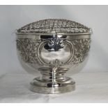 Edwardian Impressive Silver Rose Bowl with Embossed Floral Decoration and Vacant Cartouches,