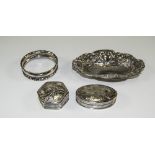 A Collection of Vintage Small Silver Items. All Fully Hallmarked. Comprises Silver Bon-Bon Dish.