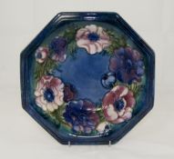 Moorcroft Octagonal 'Anemone' Pattern Bowl, pink,