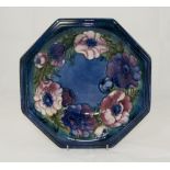 Moorcroft Octagonal 'Anemone' Pattern Bowl, pink,