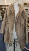 Ladies Blond Mink 3/4 Length Jacket, Fully Lined with Slit Pockets and Hook and Eye Fastening,