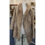 Ladies Blond Mink 3/4 Length Jacket, Fully Lined with Slit Pockets and Hook and Eye Fastening,