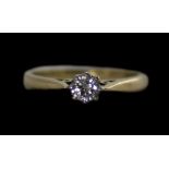 18ct Gold Single Stone Diamond Ring. Est Diamond Weight 25 pts, Colour and Clarity Good. Marked 750.