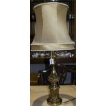 A Modern and Quality Classical Shaped Gold Column Table Lamp. Stands 27.5 Inches.