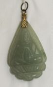 Chinese Carved Jade Buddha Pendant With Yellow Metal Unmarked Mount