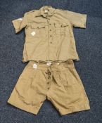 Military Interest 1960's Khaki Shorts And Top, Size 11A Shorts,