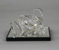 Swarovski Crystal S.C.S. Members Only Set of 3 Crystal Swan Figurines. Designer Max Schreck.