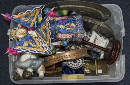 Mixed Box Of Collectables And Oddments Comprising Gallery Tray, Candelabra,
