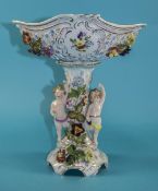 Large Continental Porcelain Figural Comport decorated with Two cherubs And Floral Decoration,