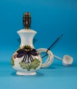 Moorcroft Lamp Base ' Columbine ' Design on Cream Ground. c.1980's. 8.75 Inches High.