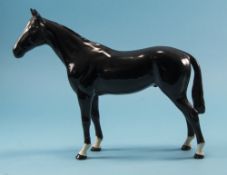 Beswick Horse Figure ' Bois Roussel ' - 2nd Version Racehorse -  In Black Colourway, Model H701.