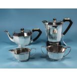 Art Deco Fine Quality 4 Piece Silver Coffee and Tea Service, The Handles of Ebony and Ivory.