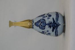 James Macintyre Gesso Faience Vase. c.1900. 9.75 Inches High.