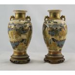 Pair of Signed Satsuma Vases ' Meiji ' P