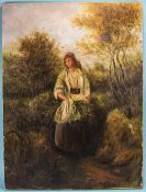 J Morris (circa 1900). A Lady on a Path