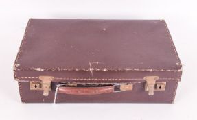 Small Dark Brown Leather Suitcase.