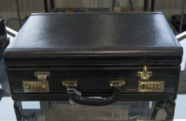 A Modern Black Leather Attache Case with