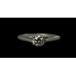 Platinum Single Stone Diamond Ring, Roun